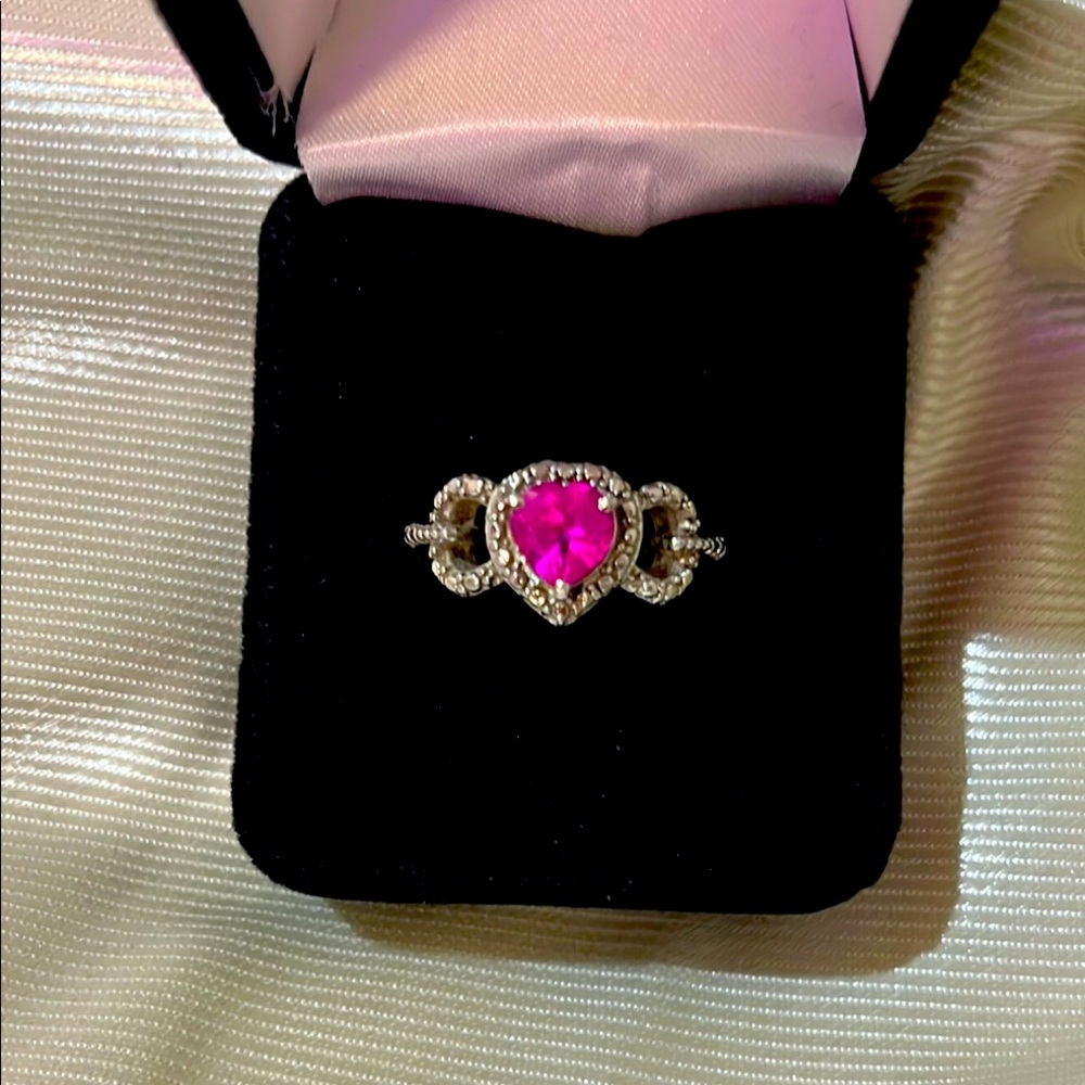 Elegant Sterling Silver and Ruby Heart Ring